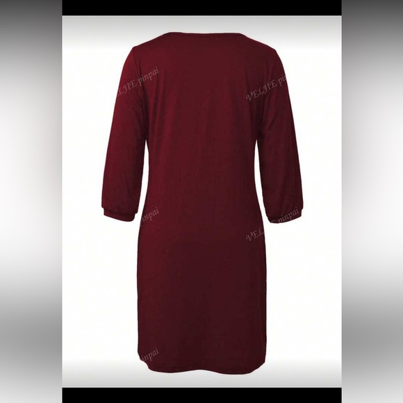 Burgundy V-Neck Sweater Like Dress Sz XXL NWT Gift ready! - Picture 2 of 3